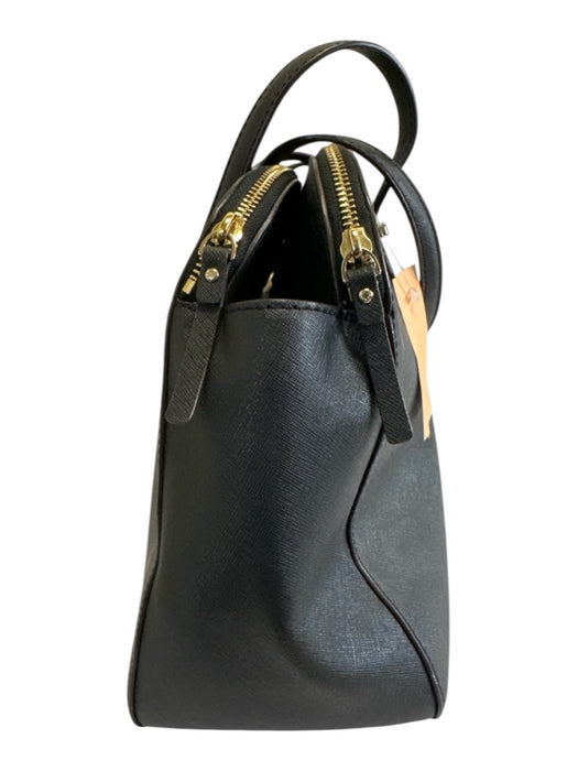 Kate Spade Black Leather Leather Gold detail Shoulder Bag Structured Bag Black / Medium
