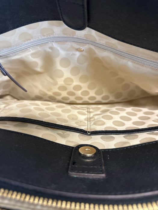 Kate Spade Black Leather Leather Gold detail Shoulder Bag Structured Bag Black / Medium