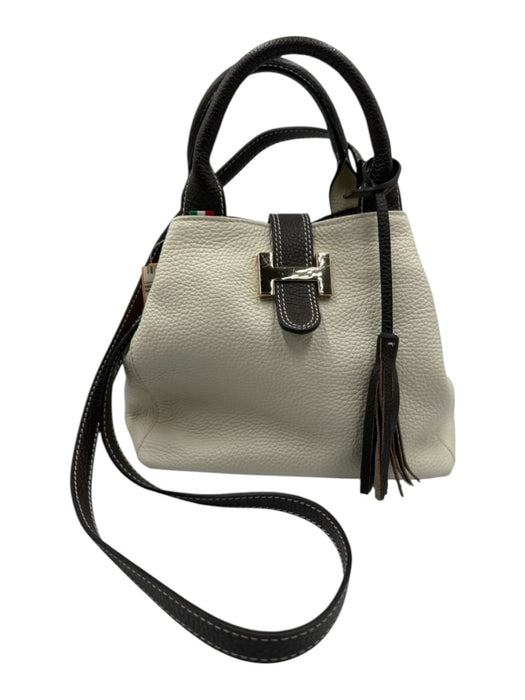 No Brand Beige & Brown Genuine Leather Crossbody Strap Gold Tone Bag Beige & Brown / Small