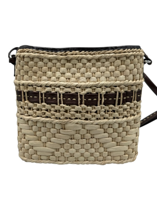 Brighton Straw & Brown Lining Detail Woven Crossbody Dust Bag Incl. Bag Straw & Brown / Small