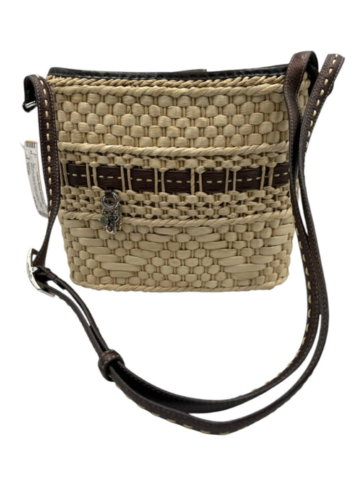 Brighton Straw & Brown Lining Detail Woven Crossbody Dust Bag Incl. Bag Straw & Brown / Small