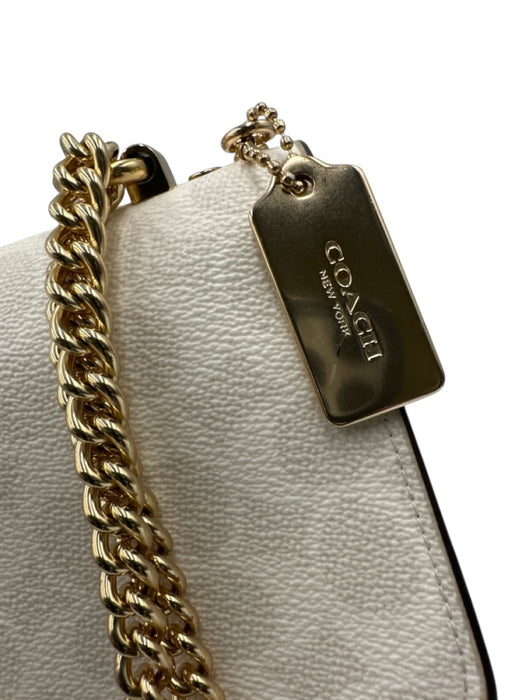Coach Beige Leather Crossbody Gold Tone Bag Beige / Small