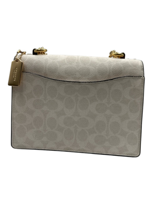 Coach Beige Leather Crossbody Gold Tone Bag Beige / Small