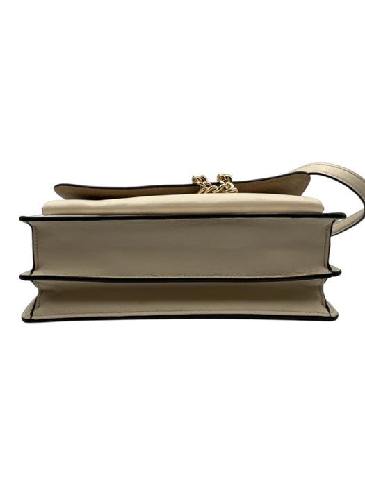 Coach Beige Leather Crossbody Gold Tone Bag Beige / Small
