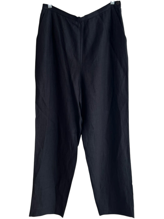 Lafayette 148 Size 8 Black No Fabric Tag High Waist Side Zip Flat Front Pants Black / 8