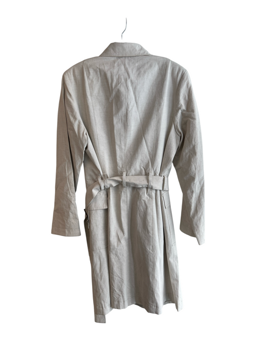 Sigrid Olsen Size 12 Beige Cotton & Linen La Belle Vie Belted Snap Closure Coat Beige / 12