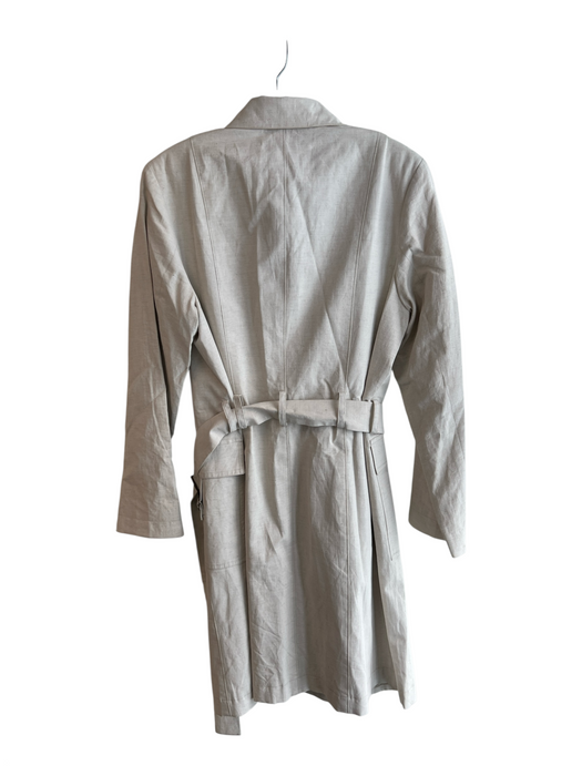 Sigrid Olsen Size 12 Beige Cotton & Linen La Belle Vie Belted Snap Closure Coat Beige / 12