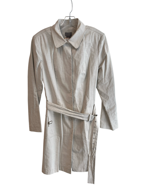 Sigrid Olsen Size 12 Beige Cotton & Linen La Belle Vie Belted Snap Closure Coat Beige / 12
