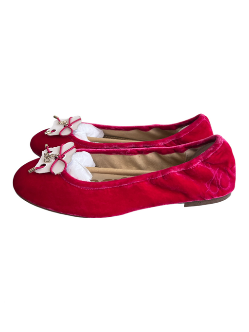 Sam Edelman Shoe Size 7 Hot pink Velvet Round Toe Bow Detail Ballet Flat Shoes Hot pink / 7