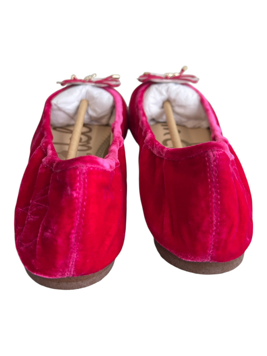 Sam Edelman Shoe Size 7 Hot pink Velvet Round Toe Bow Detail Ballet Flat Shoes Hot pink / 7