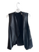 No Brand Size Est M/L Black Silk & Leather Open Front Semi Sheer Sleeveless Vest Black / Est M/L