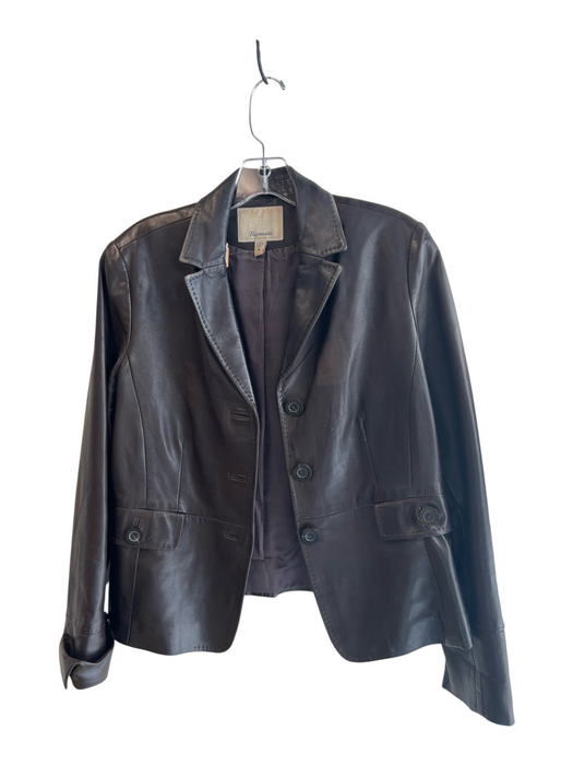 Faconnable Size Medium Chocolate Lambskin 3 Button Front Pockets Boxy Fit Jacket Chocolate / Medium