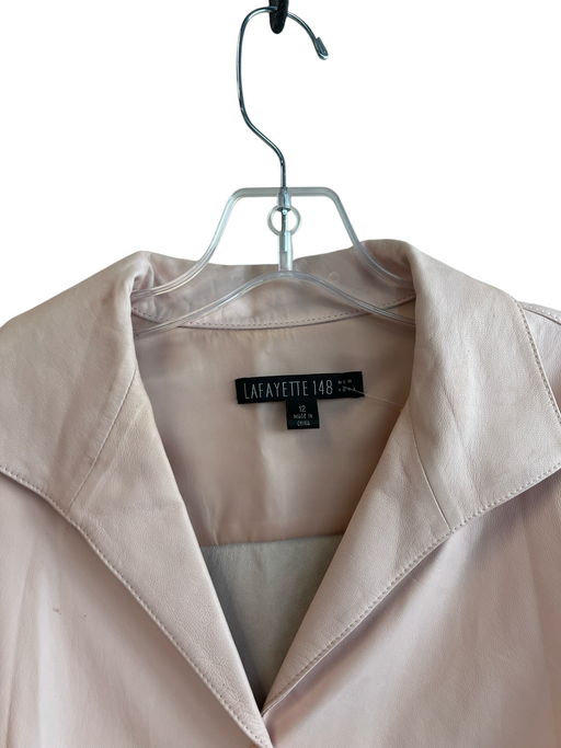 Lafayette 148 Size 12 Pale Pink Lambskin Button Down Darted Detail Jacket Pale Pink / 12