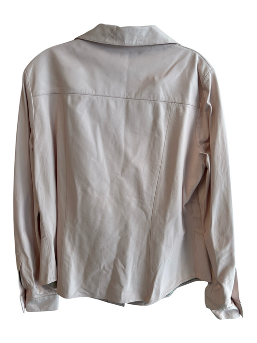 Lafayette 148 Size 12 Pale Pink Lambskin Button Down Darted Detail Jacket Pale Pink / 12