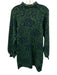 Maeve Size XS Green & Navy Viscose Blend Printed High Neck Long Sleeve Dress Green & Navy / XS