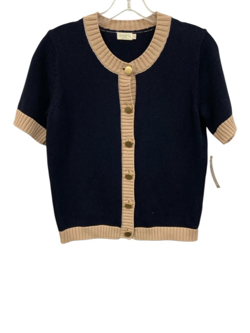 Spartina 449 Size XS Black & Tan Cotton Button Front Contrast Edging Cardigan Black & Tan / XS