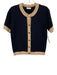 Spartina 449 Size XS Black & Tan Cotton Button Front Contrast Edging Cardigan Black & Tan / XS