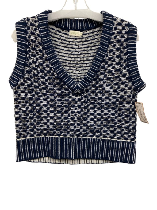 Spartina 449 Size XS Navy & white Cotton Blend Striped Sleeveless V Neck Vest Navy & white / XS
