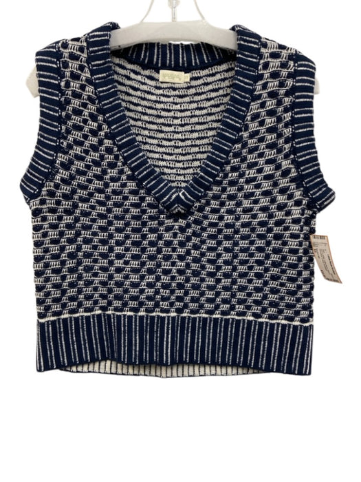 Spartina 449 Size XS Navy & white Cotton Blend Striped Sleeveless V Neck Vest Navy & white / XS