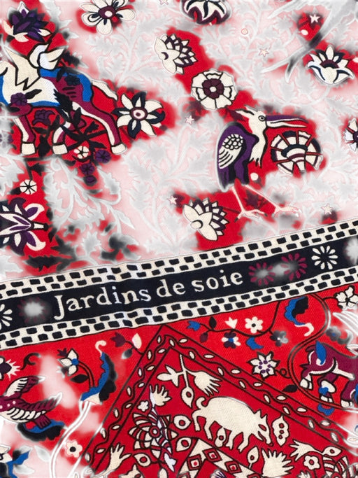 Hermes Red, White, Blue Cashmere & Silk Pasley Floral Print scarf Red, White, Blue / 140cm