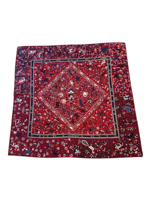 Hermes Red, White, Blue Cashmere & Silk Pasley Floral Print scarf Red, White, Blue / 140cm