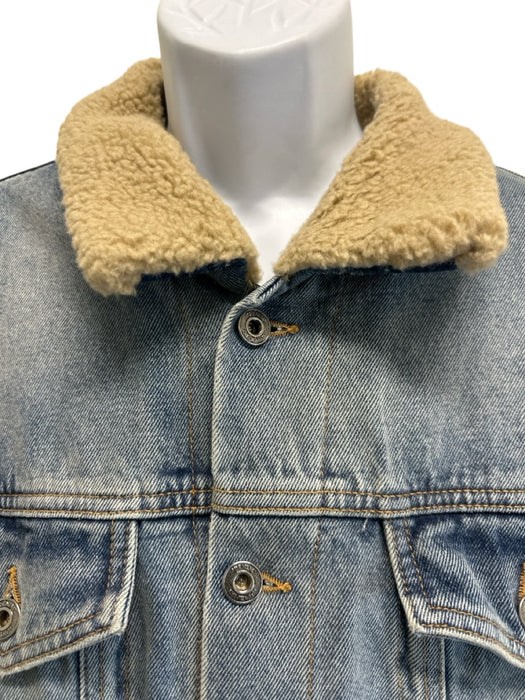 Off White Size XL Light Wash Cotton Solid Trucker Lined Men's Jacket Light Wash / XL