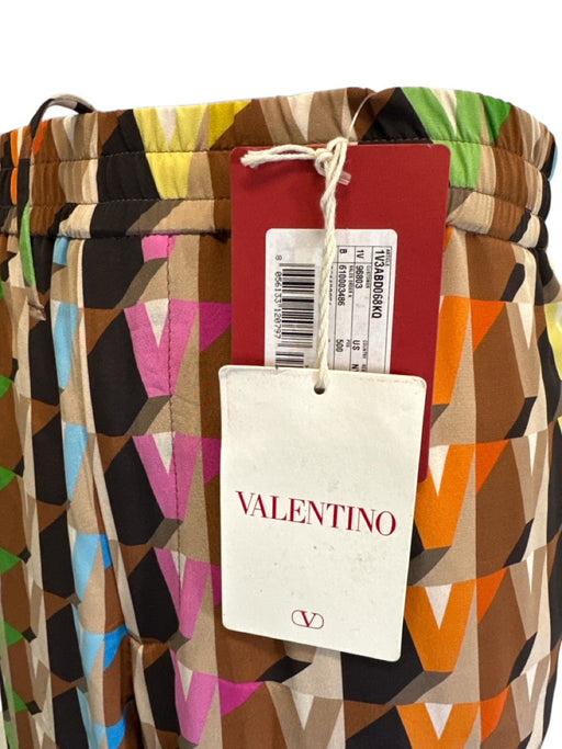 Valentino NWT Size 50 Brown & Multi Silk logo Waist Band Men's Pants Brown & Multi / 50
