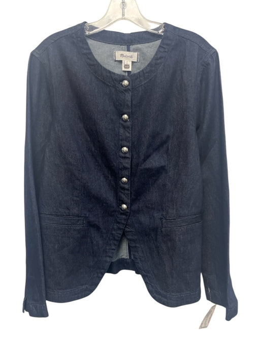Madewell Size 10 Dark Wash Cotton Denim Button Front Long Sleeve Twill Jacket Dark Wash / 10