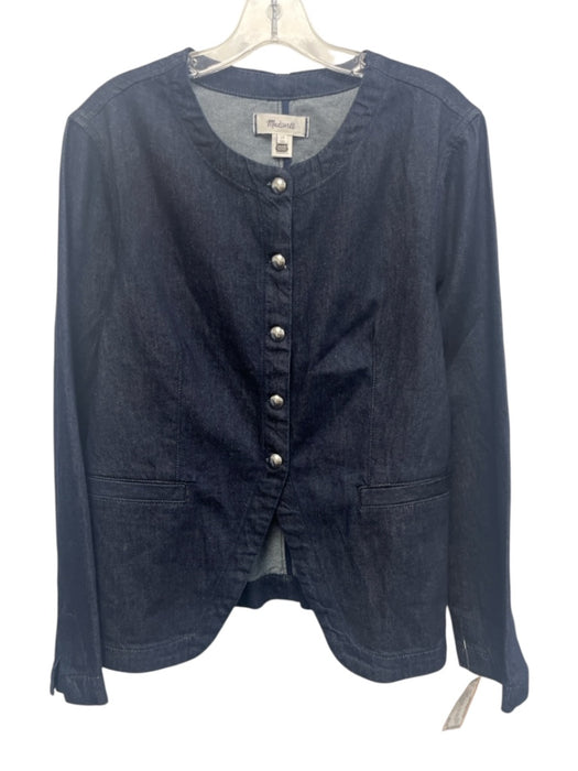 Madewell Size 10 Dark Wash Cotton Denim Button Front Long Sleeve Twill Jacket Dark Wash / 10