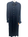 Madewell Size 10 Navy Blue Polyester Blend Satin Long Sleeve Button Front Dress Navy Blue / 10