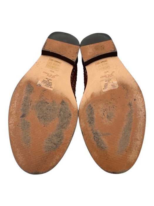 J. Crew Shoe Size 9.5 Brown Leather Upper Woven Bow Detail Slip On Loafers Brown / 9.5