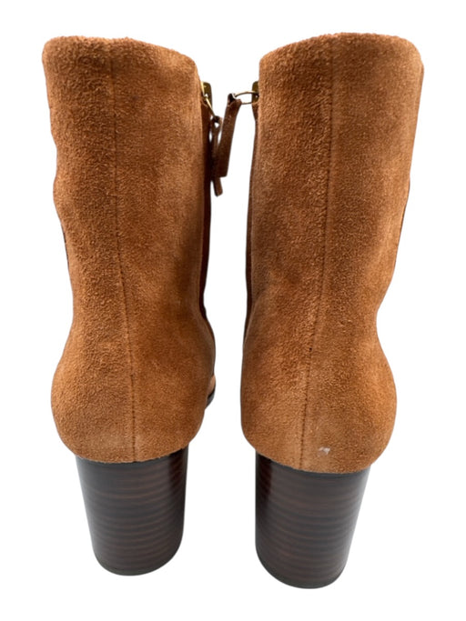 J. Crew Shoe Size 9.5 Cognac Brown Leather Upper Suede Side Zip Ankle Boots Cognac Brown / 9.5