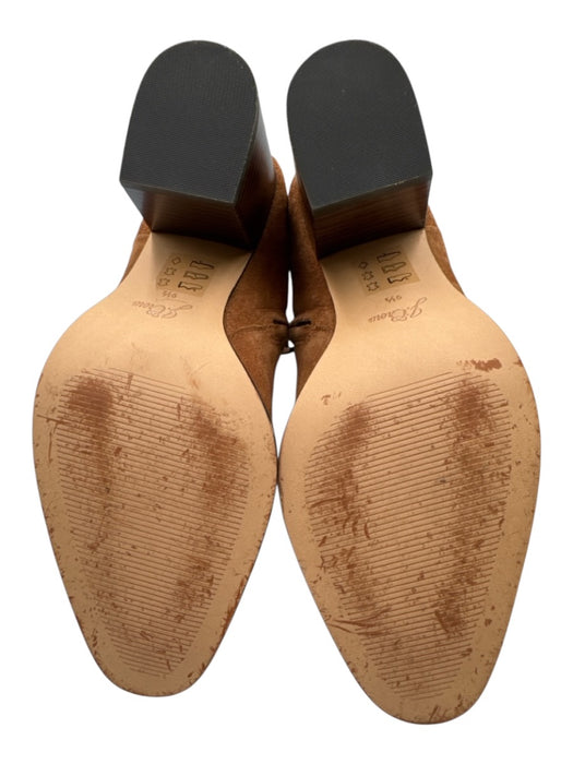 J. Crew Shoe Size 9.5 Cognac Brown Leather Upper Suede Side Zip Ankle Boots Cognac Brown / 9.5