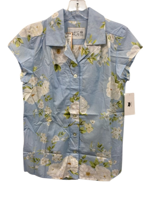 The Cat's Pajamas Size XS Blue, White, Green Cotton Floral Floral Crop Pant Set Blue, White, Green / XS