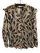 Sheridan French Size S Beige, Pink, Blue Cotton Studded Birds Ruffle Top Beige, Pink, Blue / S