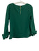 Sail To Sable Size XS Green Polyester Blend Zip Back Ruffle Trim Long Sleeve Top Green / XS