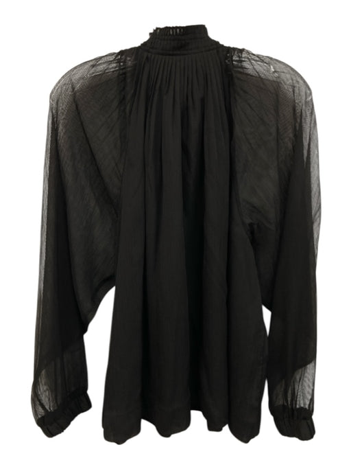 Marie Oliver Size M Black Polyester Pleated Mock Neck keyhole front Top Black / M