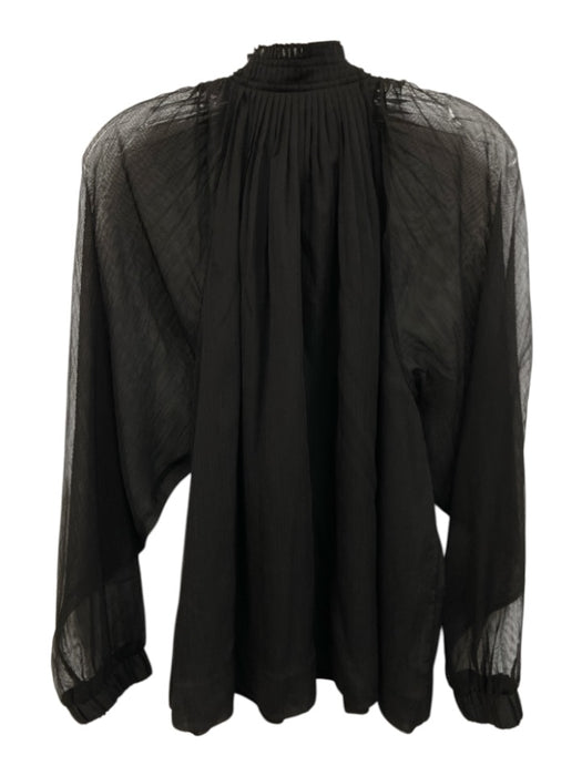 Marie Oliver Size M Black Polyester Pleated Mock Neck keyhole front Top Black / M