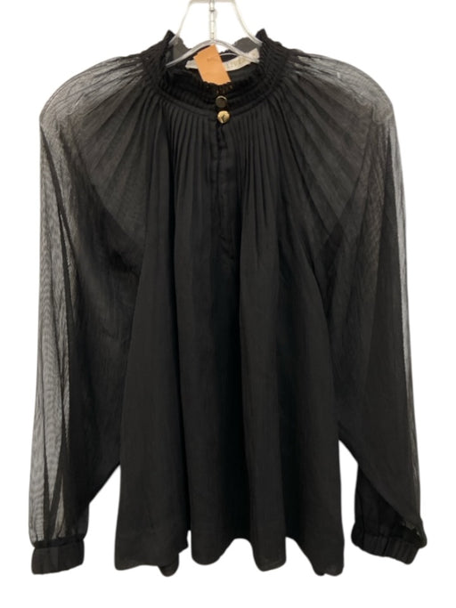 Marie Oliver Size M Black Polyester Pleated Mock Neck keyhole front Top Black / M