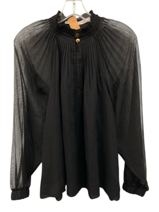 Marie Oliver Size M Black Polyester Pleated Mock Neck keyhole front Top Black / M