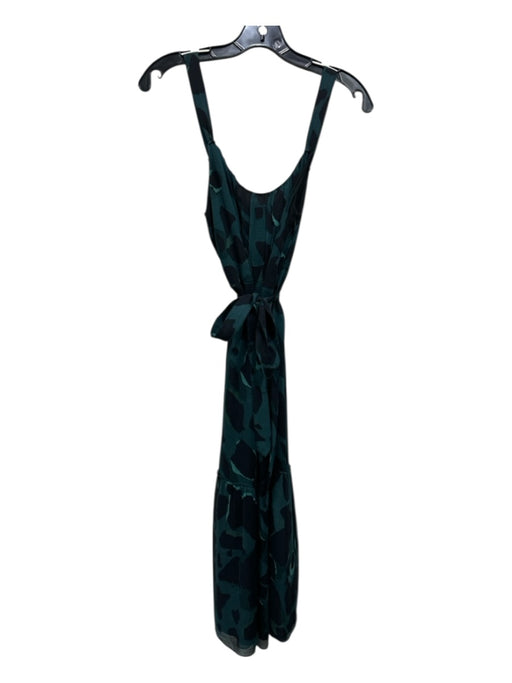 Burberry Brit Size 6 Teal & Multi Silk Sleeveless Tiered Side Zip Tie Belt Dress Teal & Multi / 6