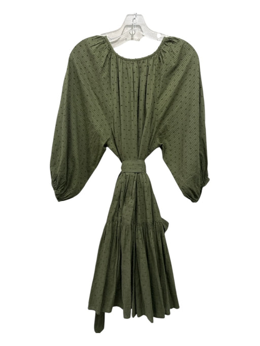 India Collection Emerson Fry Size S Olive Green Cotton Tiered Swiss Dots Dress Olive Green / S