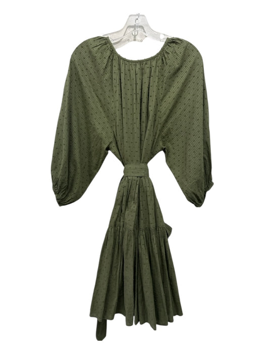 India Collection Emerson Fry Size S Olive Green Cotton Tiered Swiss Dots Dress Olive Green / S