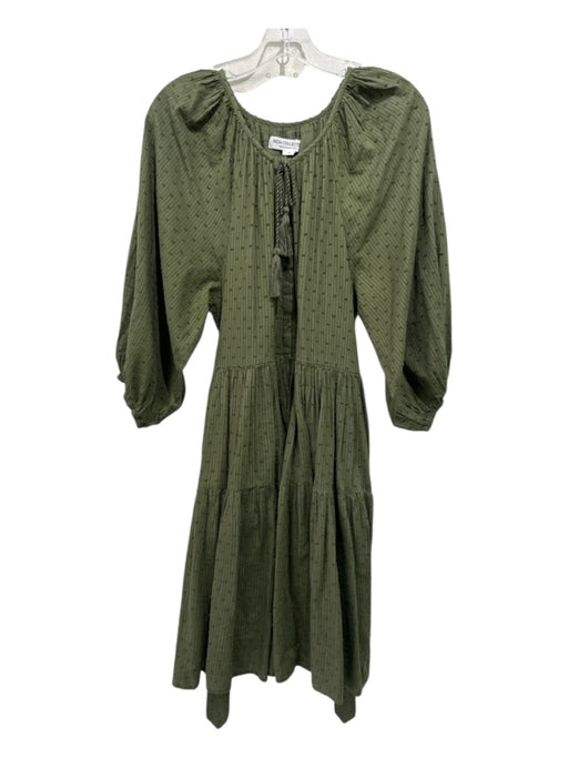India Collection Emerson Fry Size S Olive Green Cotton Tiered Swiss Dots Dress Olive Green / S