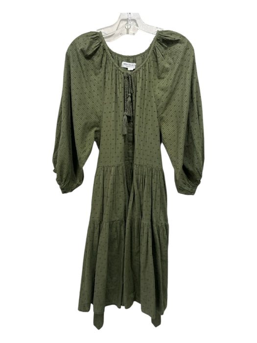 India Collection Emerson Fry Size S Olive Green Cotton Tiered Swiss Dots Dress Olive Green / S