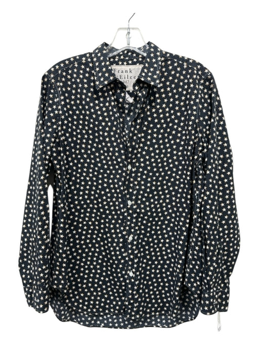 Frank & Eileen Size M Black & White Cotton Button Up Star Print Top Black & White / M