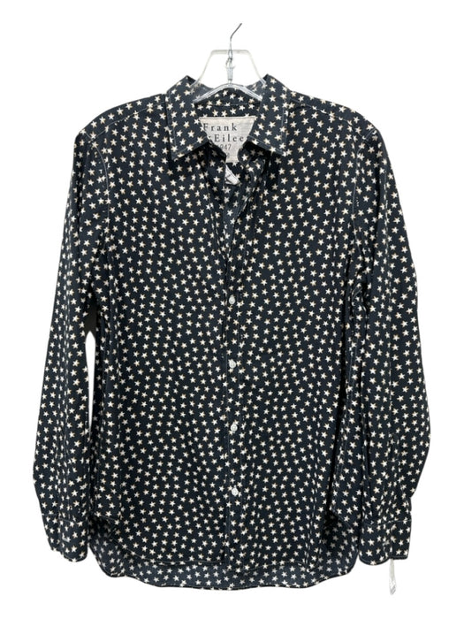 Frank & Eileen Size M Black & White Cotton Button Up Star Print Top Black & White / M