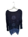 Johnny Was Size L Navy Cupra Long Sleeve Lace Detail V Neck Dress Navy / L