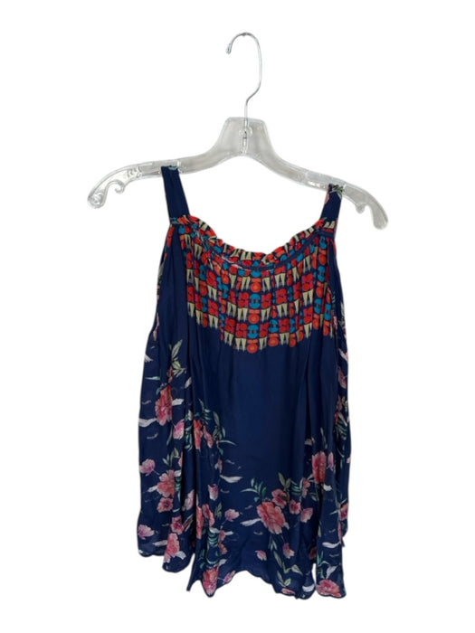 Johnny Was Size L Navy & Multi Cupra Long Sleeve Botanical Cold Shoulder Top Navy & Multi / L