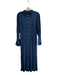 Madewell Size 6 Navy Polyester Blend Satin Collared Button Up Long Sleeve Dress Navy / 6